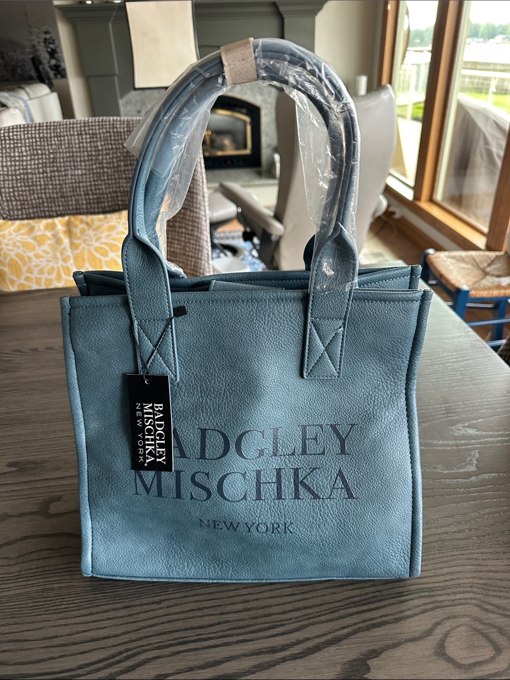 Badgley Mischka Dusty Blue Pebbled Tote